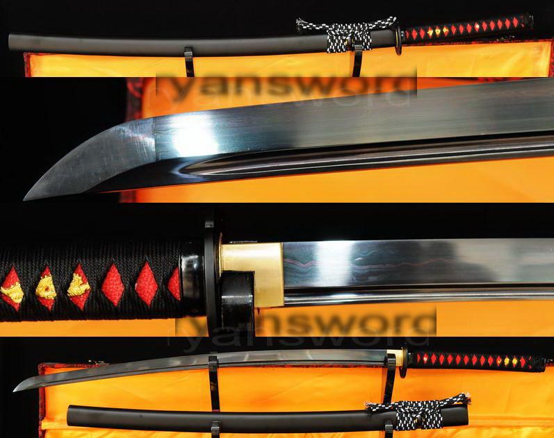Damascus Black Folded Steel Japanese Samurai Katana Sword