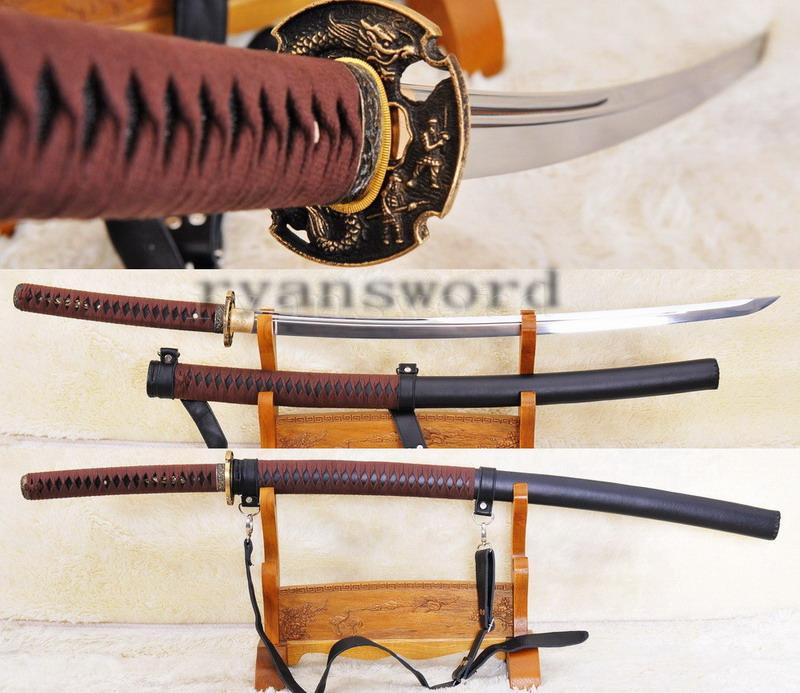 High Quality Handmade Leather Saya High Carbon Steel Japanese Sanmuri Sword Katana