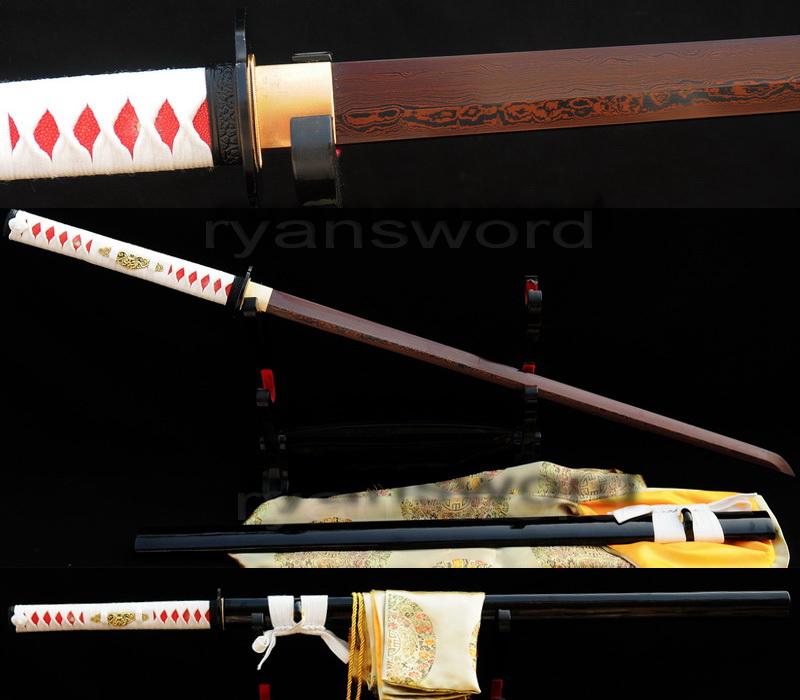 Hand Forged Red Folded Steel Blade Japanese Samurai Ninja Sword